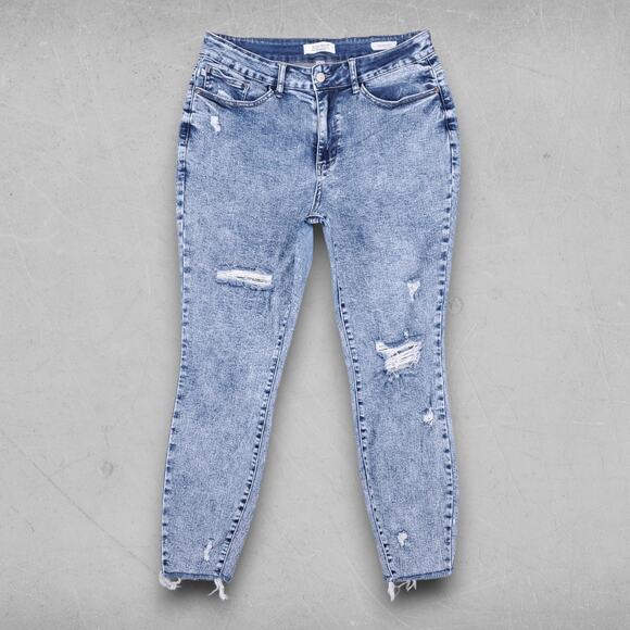 Judy Blue Jeans Women 14W Acid Wash Skinny Fit Ankle Distressed Retro Grunge - Picture 1 of 11